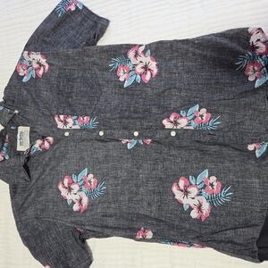 urban pipeline Dark Gray Floral Button-Up Shirt